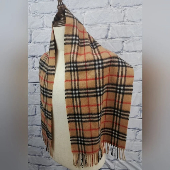 Burberry Vintage Scarf Nova Check Cashmere Wool England 90s Y2K 58" x 12" - Picture 6 of 12